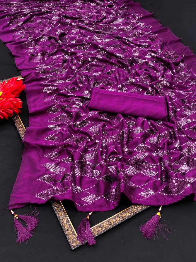 Bt 1120 Party Wear Designer Festive Wear Vichitra Silk Saree Collection